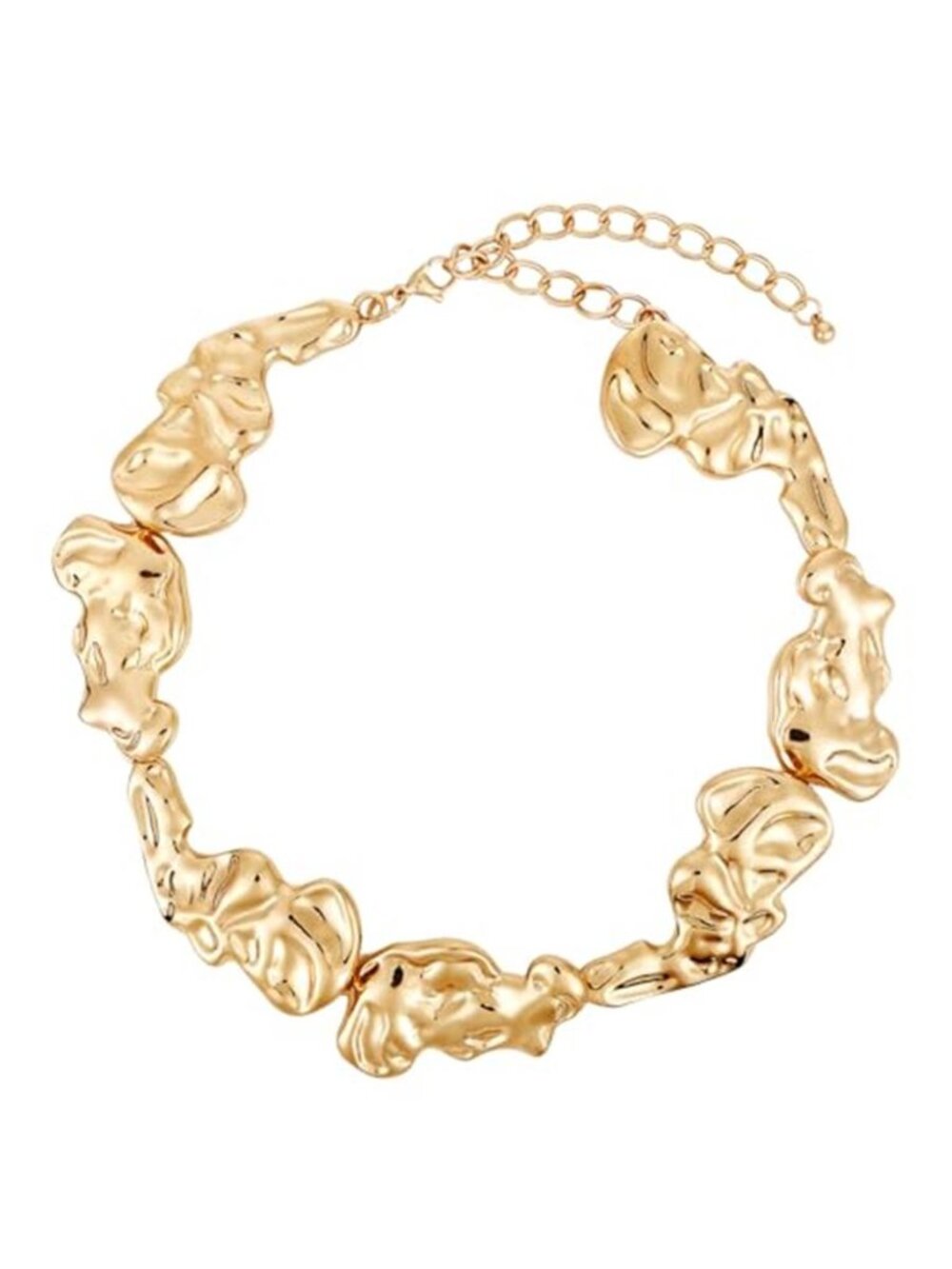 Gold Tone Chunky Irregular Choker Necklace Bold Statement Jewelry